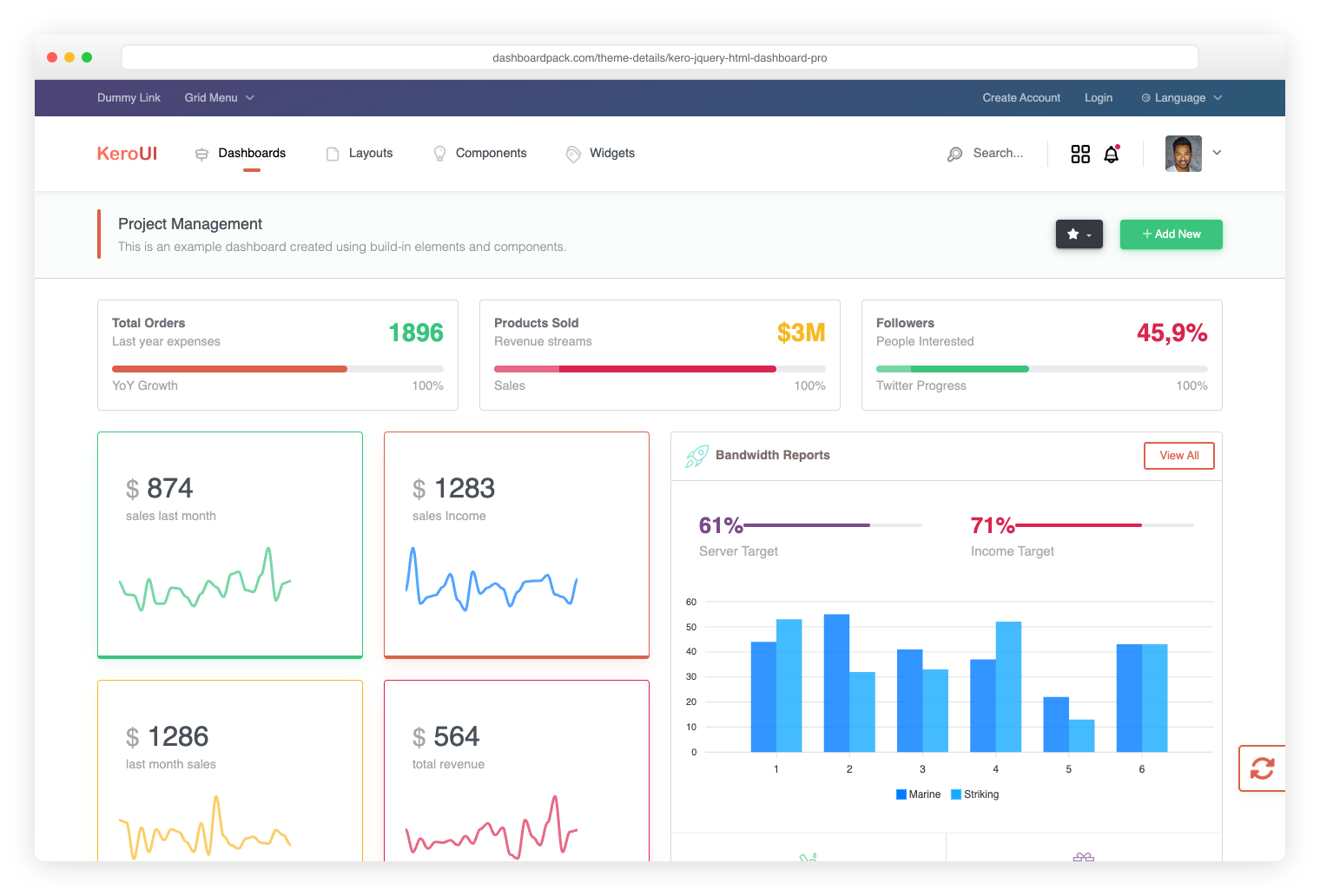 Kero — versatile admin dashboard with Webpack build pipeline